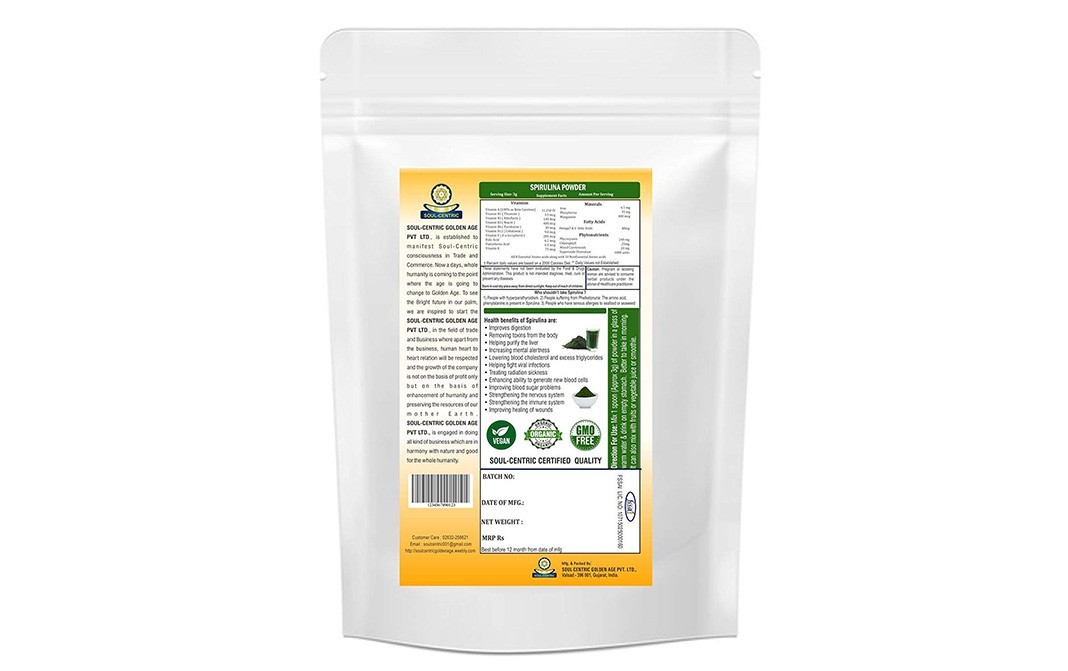 Soul Centric Spirulina Pure Raw Powder   Pack  500 grams